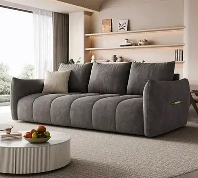 Stylish Grey 3-Seater Boucle Sofa