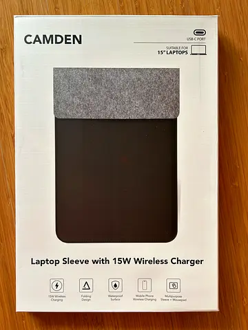 Stylish Laptop Sleeve with Wireless Charger - Perfect for 15 Laptops. Brand new!