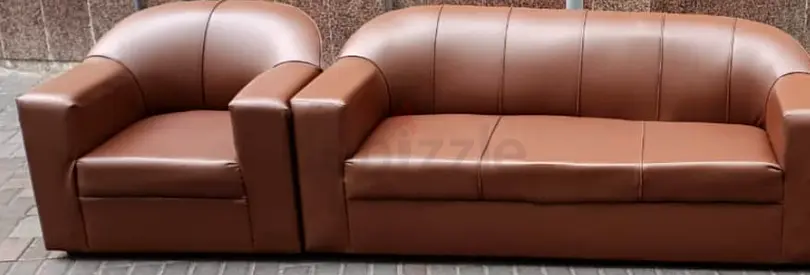 Elegant Brown Leather Sofa Set for Sale