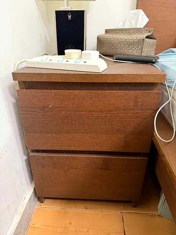 IKEA MALM bed, chest of drawers, mirror and sidetable