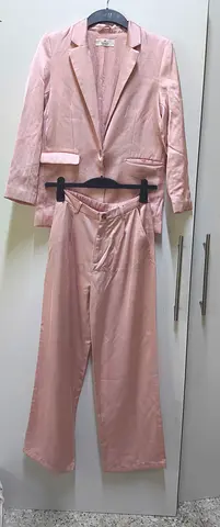 Elegant Pink Blazer and Trousers Set
