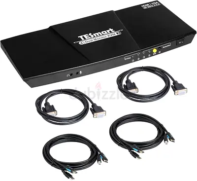 TESmart Dual Monitor 2x2 HDMI+VGA KVM Switch 4K@60Hz 4:4:4 Ultra HD 2 PC 2 Monitor with Extra USB 2.