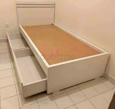 Modern White Bed Frame with Storage Drawers