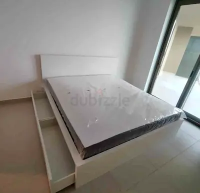 Ikea White Bed with Storage Drawers And Mattress