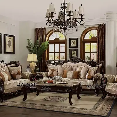 Elegant Traditional Sofa Set with Coffee Table used for some months