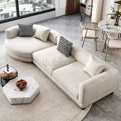 *Elegant Modern L-Shaped Cream Sofa — Luxurious Comfort  Stylish Design  (Brand New / Top-Quality