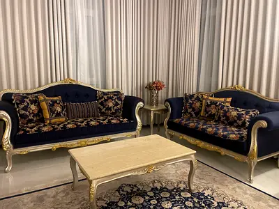 Elegant Floral Living Room Sofa Set with Coffee table and side tables