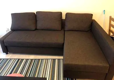 Comfortable L-Shaped Sofa in Dark Grey