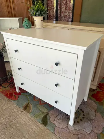 Charming White Dresser with Three Drawers