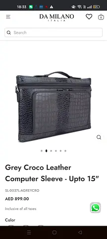 Da Milano brand Croco Leather Computer Sleeve