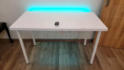 IKEA Modern Gaming White Study Table with RGB LED Backlighting (With Remote control included)