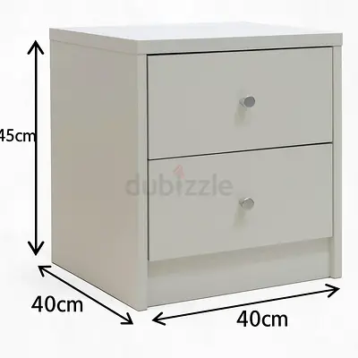 White Bedside Table with 2 Lockable Drawers - Modern Nightstand For Bedroom Dubai