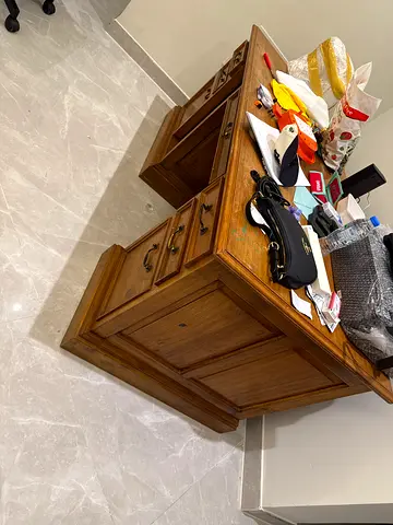 Solid Wooden Desk with Ample Storage - custom made and from teak wood