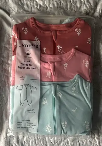 Juniors baby sleepsuit set of 3 soft and comfortable sleepsuits with cute prints