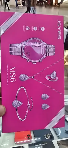 Stylish JSYES Diamond Smart Watch MS6 with Elegant Jewelry Set