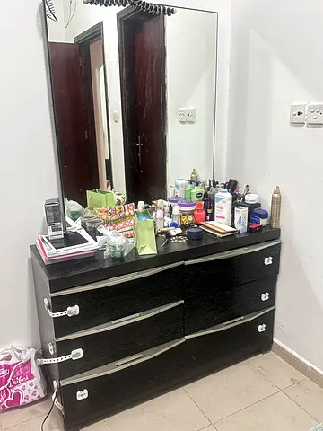 Stylish Black Dresser with Mirror