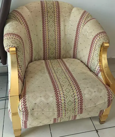 Elegant Vintage Armchair with Gold Accents