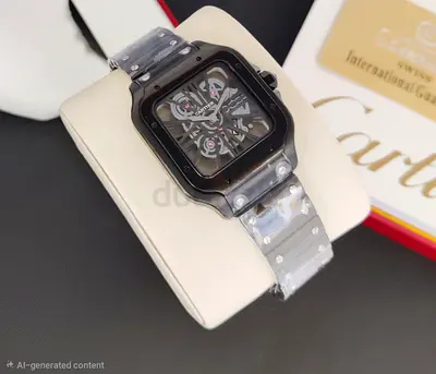 Stylish Cartier Watch with Transparent Strap