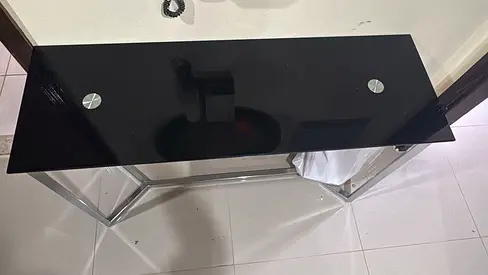Sleek Black Console Table with Chrome Legs