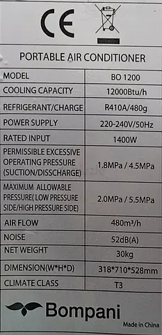 Portable Bompani Air Conditioner - Compact and Efficient