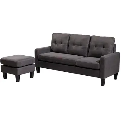 Comfortable Gray Sofa with Ottoman
