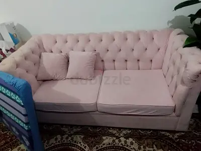 Elegant Pink Tufted Sofa for Sale