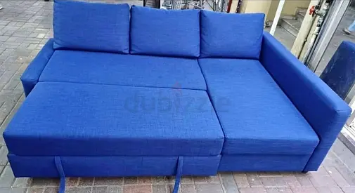 Comfortable Blue L-Shaped Sofa with Storage