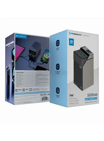 50000mAh Power Bank 65W 3*PD Type-C and 3* USB-A with A to C Cable