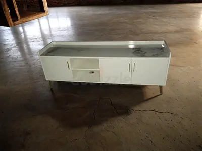 Modern White Glass-Top TV Stand / Sideboard
