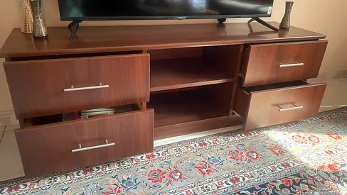Wooden TV stand with four drawers