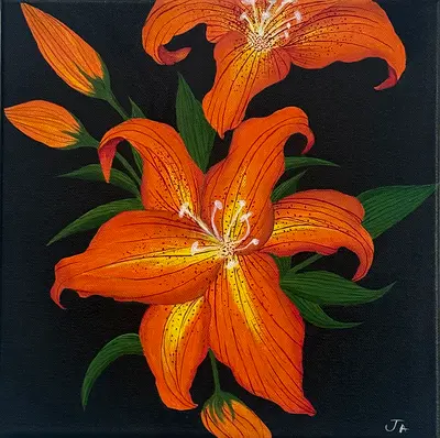 Beautiful Hand-Painted Orange Lily Canvas – Perfect for Home Décor!