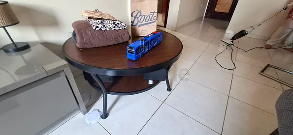 Stylish Round Coffee Table with Lower Shelf