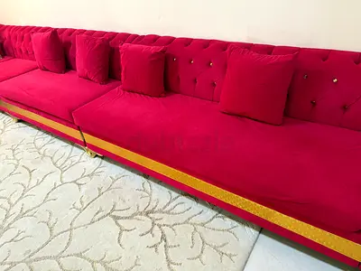 Elegant Red Tufted 10 seater corner Sofa Set