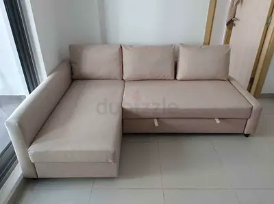 Comfortable Beige L-Shaped Sofa with Storage
