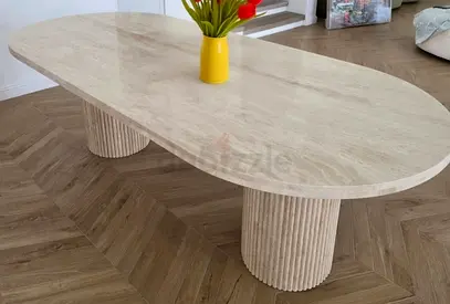 Elegant Oval Marble Coffee Table