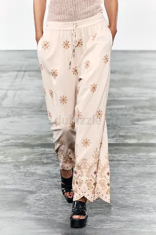 Zara Embroidered Pants With Beads