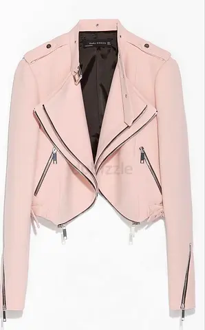 Zara Cropped Jacket in Pink With Zip Details