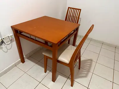 Solid Wooden Dining Table with Stylish 2 Chairs