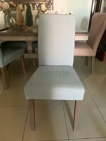 sky blue upholstered dining chair