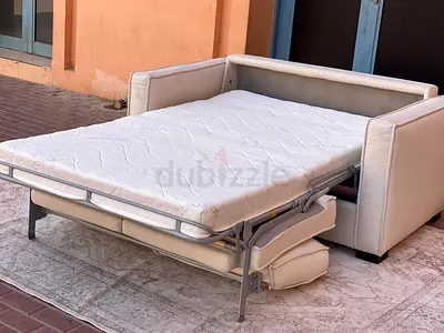Moss two seater sofa bed with mattress