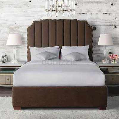 Velvet fabric single size modern fabric bed
