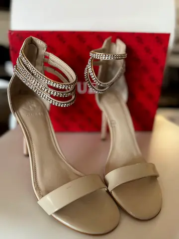 Guess Elegant Nude Heels with Rhinestone Straps
