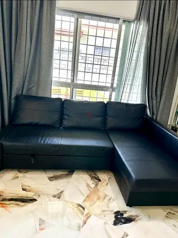 Comfortable Black Leather Sofa Set