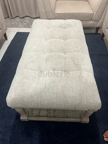 Elegant Cream Upholstered Ottoman for Sale