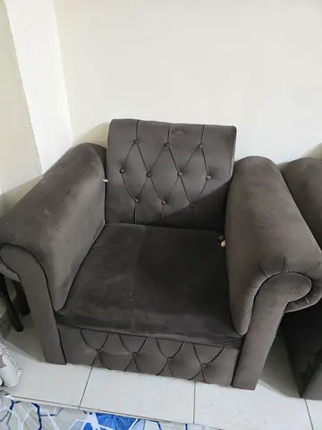 6 seater sofa velvet upholstery coffee brown color