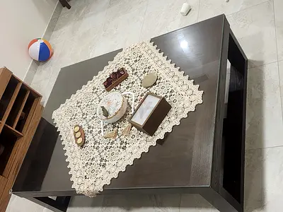 For Sale: Solid Wood Center Table with Custom Glass with TV unit