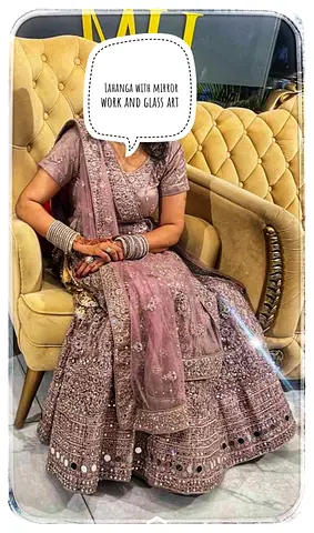 Beautiful Lehenga with Mirror Work and Glass Art for Sale.