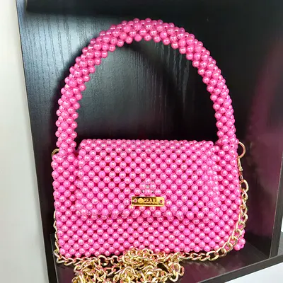 Charming Pink Beaded Handbag