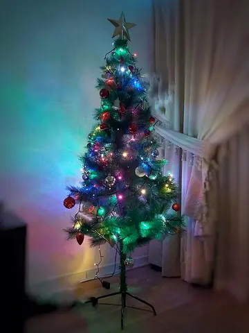 Festive Christmas Tree with Colorful Lights