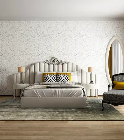 Elegant Modern Bed Set with Stylish Headboard